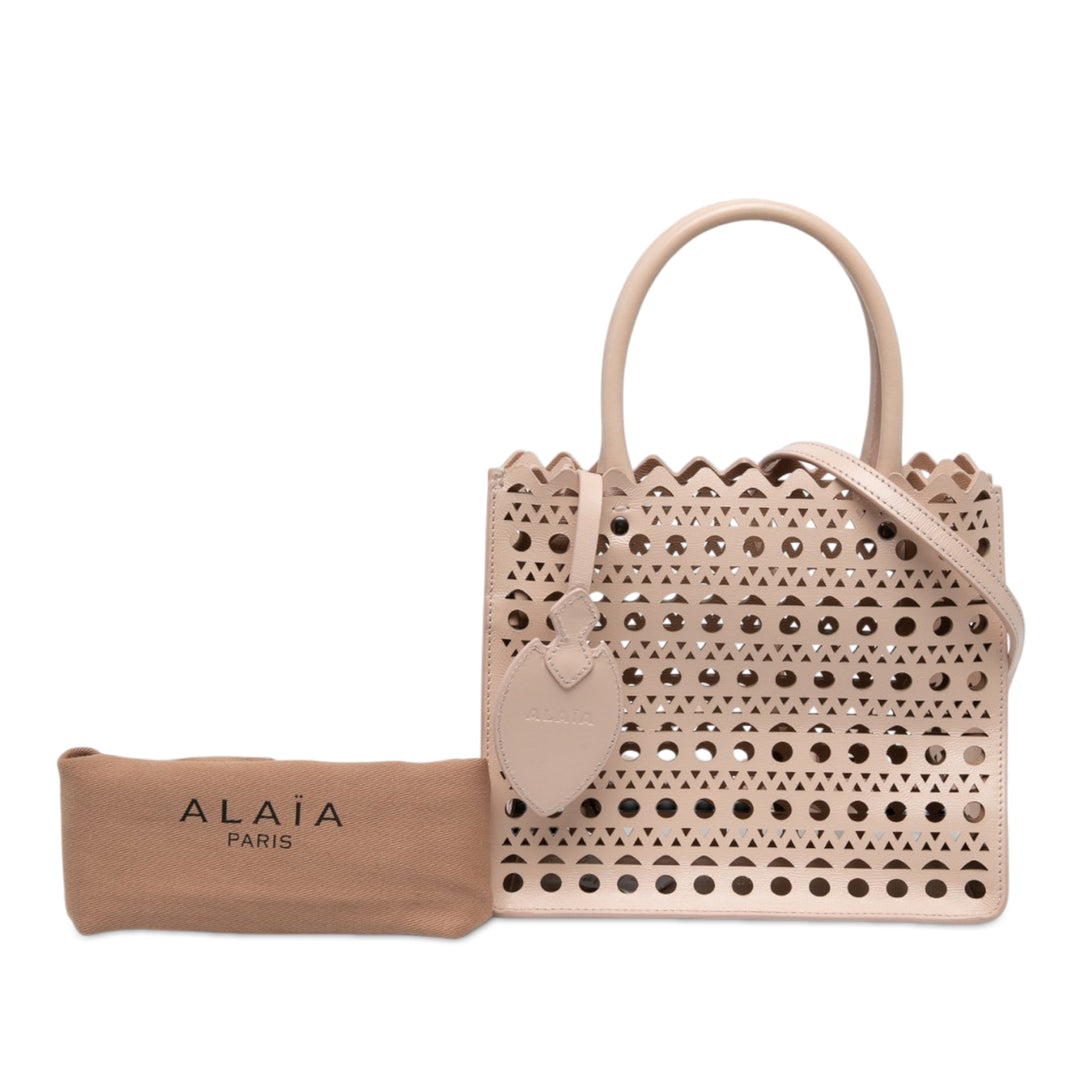 ALAÏA Vienne Laser Cut Garance Cabas 20 Cuir de veau Marron – vue 6 – GABY PARIS