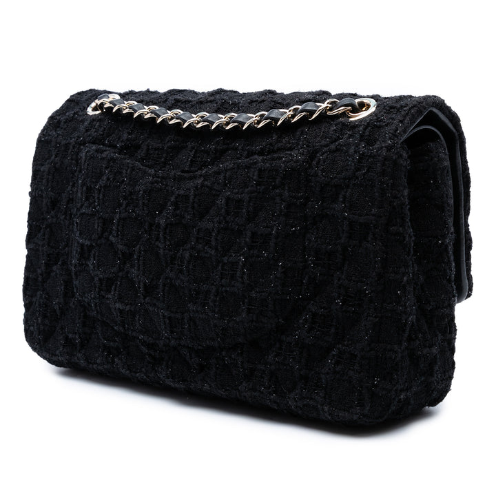 Chanel Medium Classic Tweed Simple rabat Noir