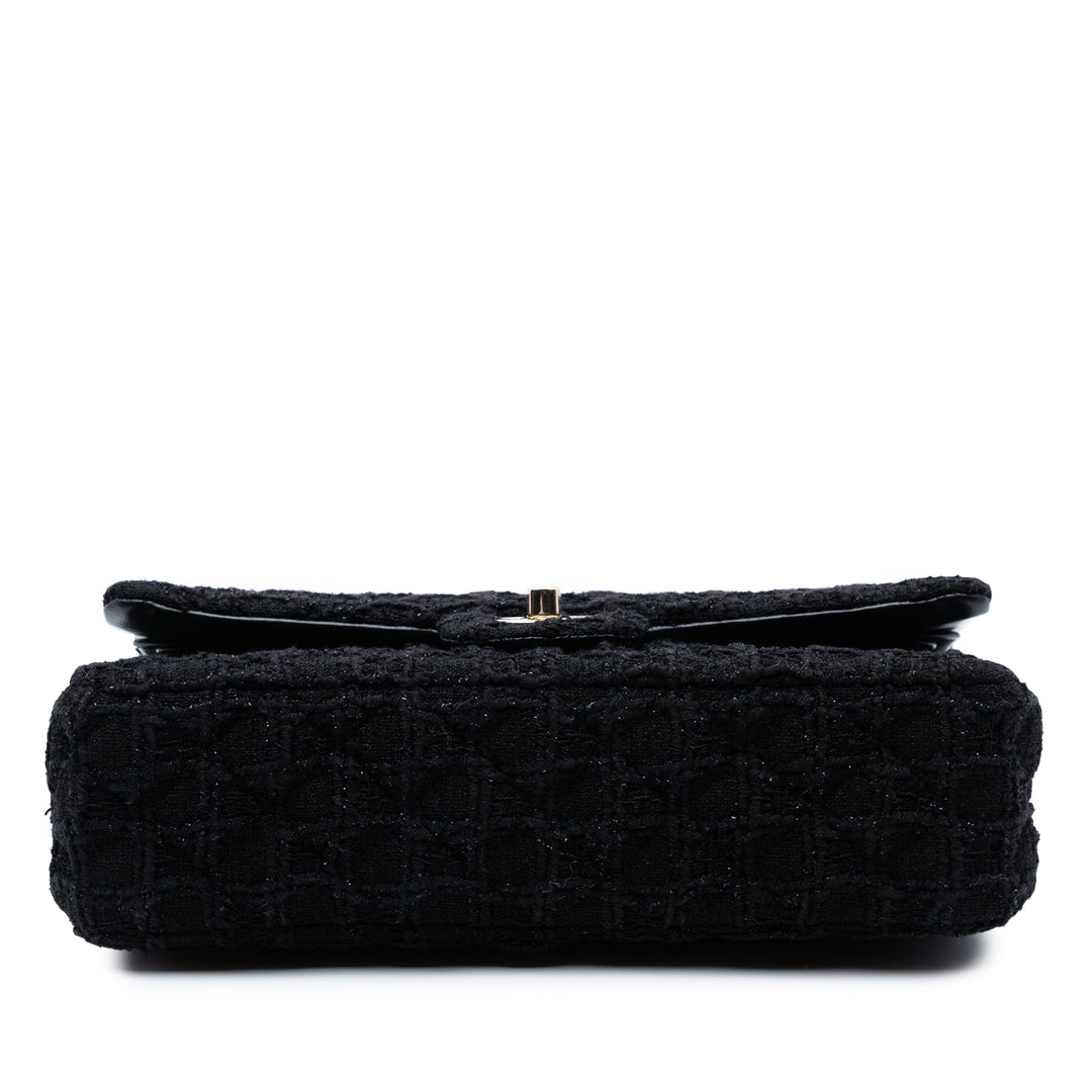 Chanel Medium Classic Tweed Simple rabat Noir