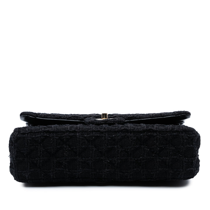 Chanel Medium Classic Tweed Simple rabat Noir