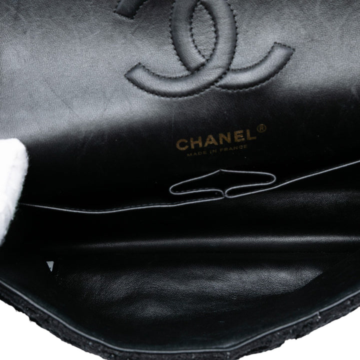 Chanel Medium Classic Tweed Simple rabat Noir