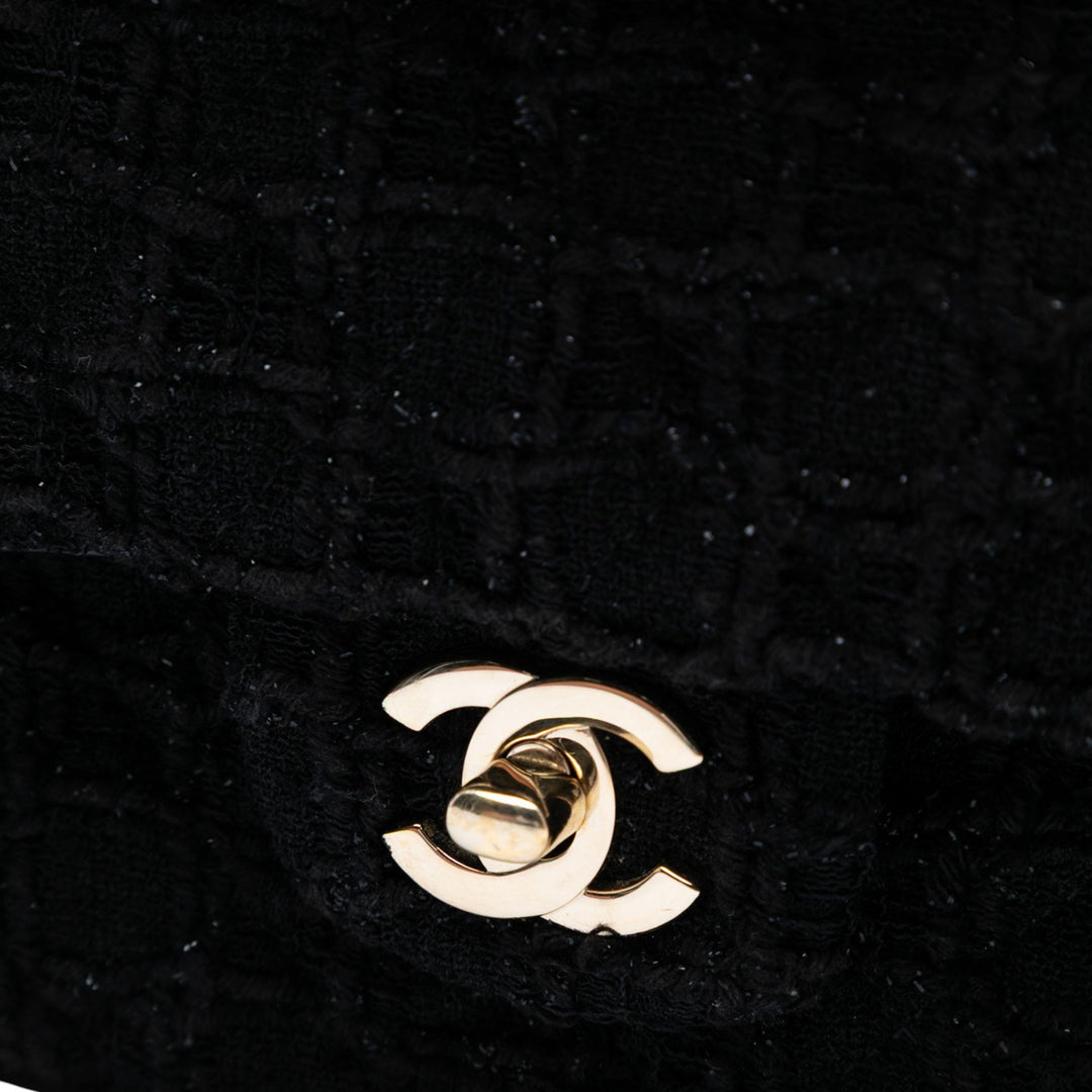Chanel Medium Classic Tweed Simple rabat Noir