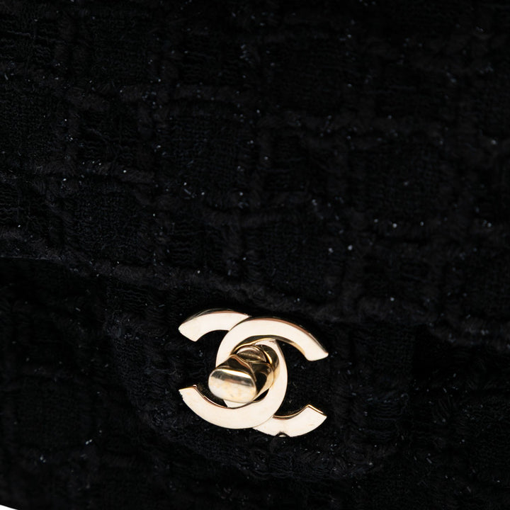 Chanel Medium Classic Tweed Simple rabat Noir
