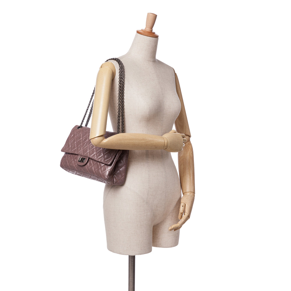 Reissue 2.55 Aged Metallic Calfskin Double Flap 226 Pink - Gaby Paris