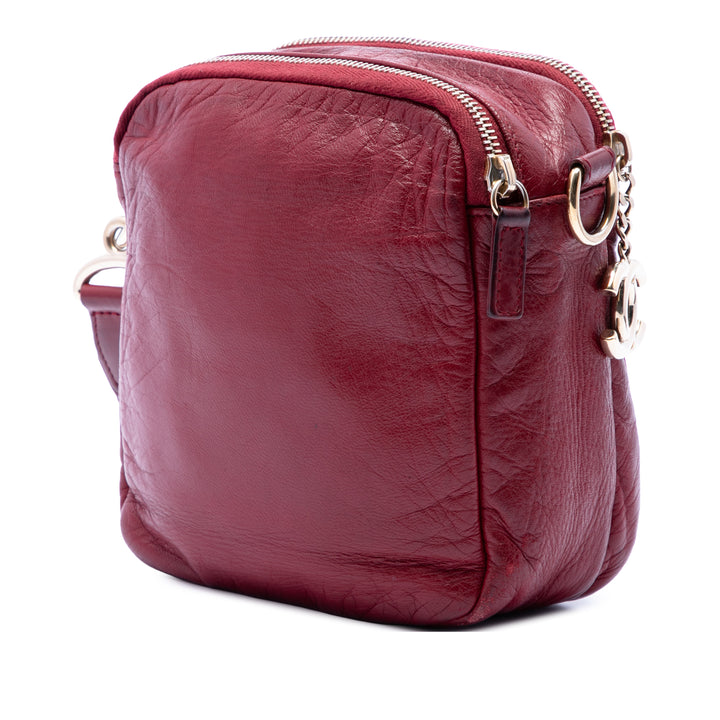 Chanel CC Jersey et Scale Sac caméra Cuir d'agneau Rouge – vue 2 – GABY PARIS