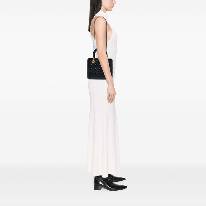 Dior Sac à main Lady Dior Cannage Moyen Cuir d'agneau Noir – vue 6 – GABY PARIS