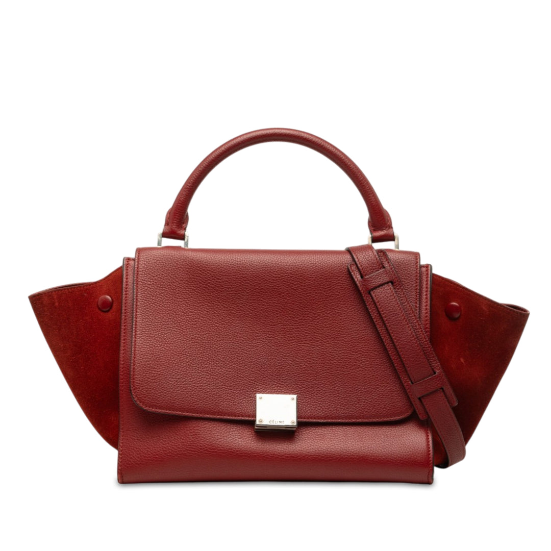 Drummed et Trapeze Sac Petit Cuir de veau Rouge