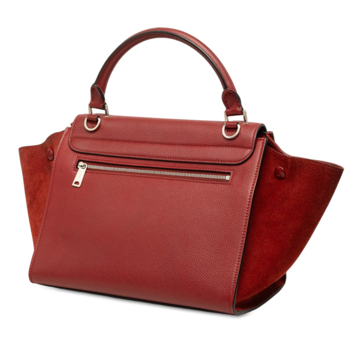 Drummed et Trapeze Sac Petit Cuir de veau Rouge