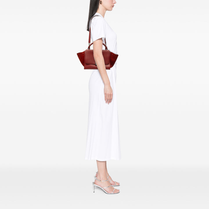 Drummed et Trapeze Sac Petit Cuir de veau Rouge