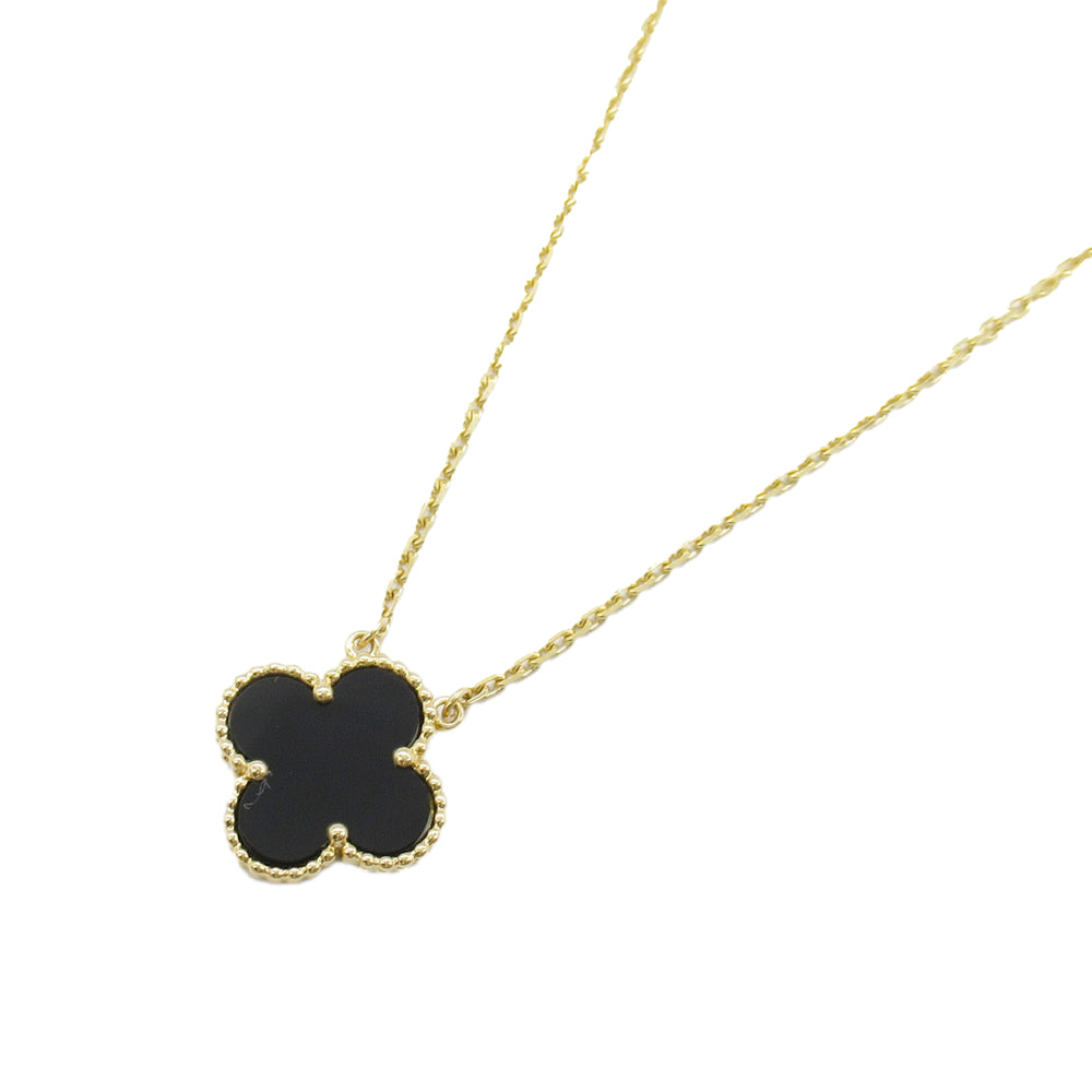 18K Yellow Gold and Onyx Vintage Alhambra Pendant Necklace Gold - Gaby Paris