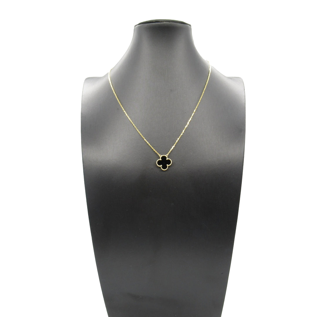 18K Yellow Gold and Onyx Vintage Alhambra Pendant Necklace Gold - Gaby Paris