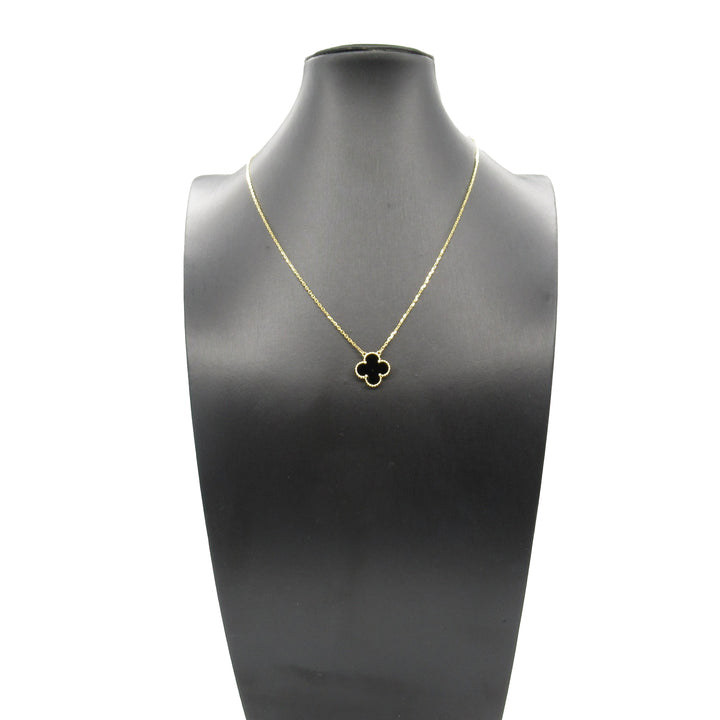 18K Yellow Gold and Onyx Vintage Alhambra Pendant Necklace Gold - Gaby Paris