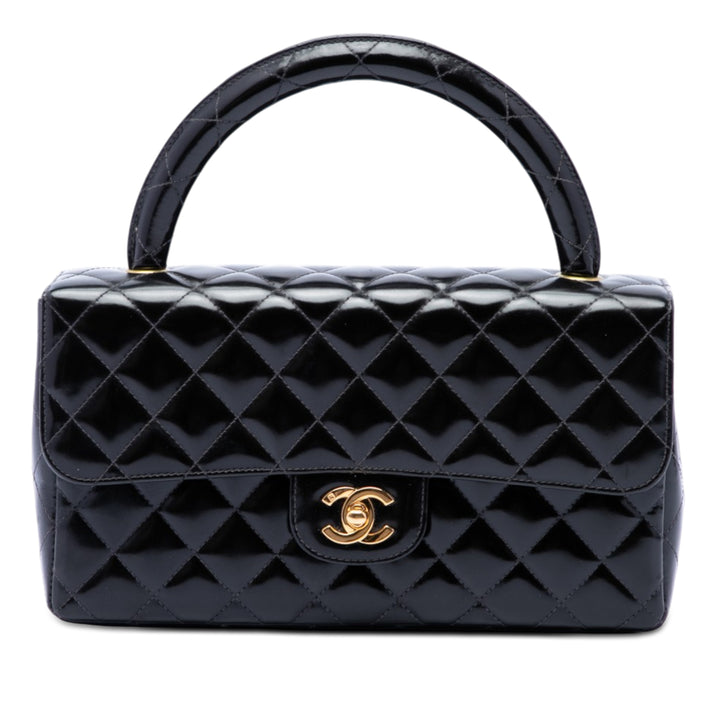 Chanel Medium CC Matelassé Cuir verni Rectangular Kelly sac à anse supérieure