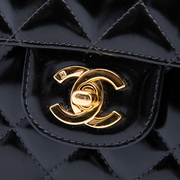 Chanel Medium CC Matelassé Cuir verni Rectangular Kelly sac à anse supérieure