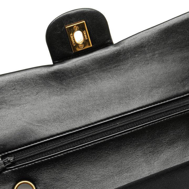 Medium Classic Lambskin Double Flap Black - Gaby Paris