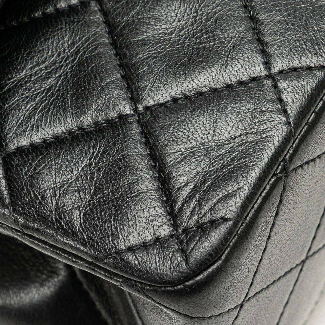 Medium Classic Lambskin Double Flap Black - Gaby Paris