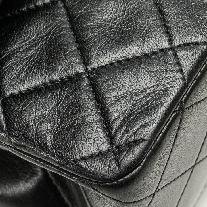 Medium Classic Lambskin Double Flap Black - Gaby Paris