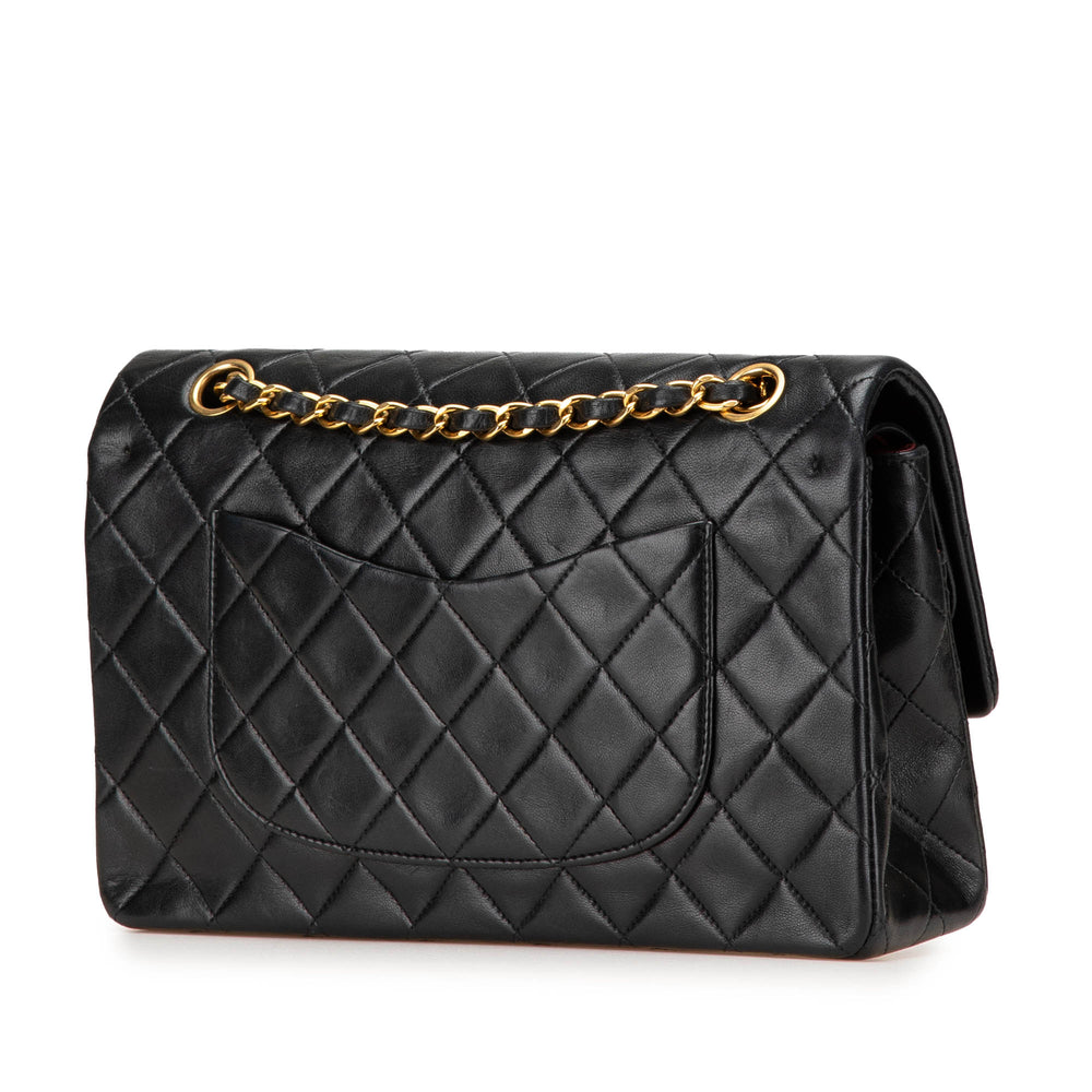 Medium Classic Lambskin Double Flap Black - Gaby Paris