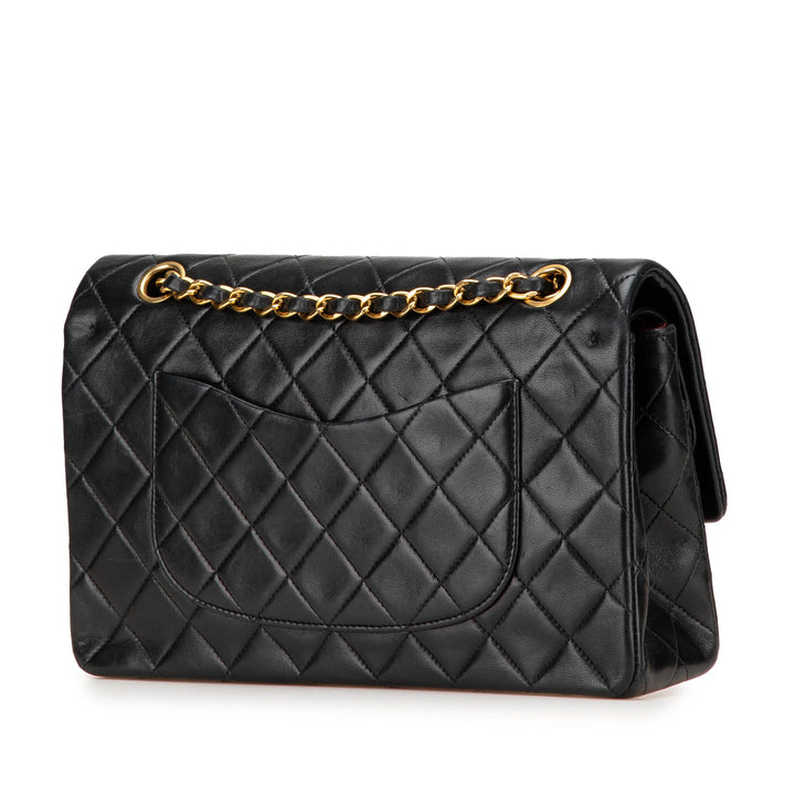 Medium Classic Lambskin Double Flap Black - Gaby Paris