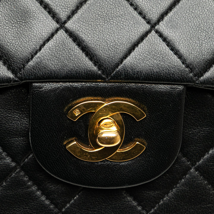 Medium Classic Lambskin Double Flap Black - Gaby Paris