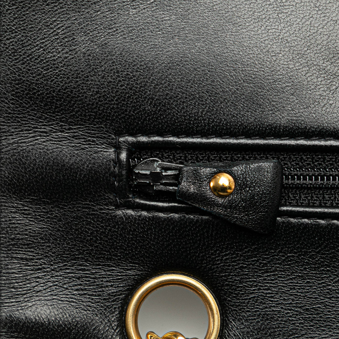 Medium Classic Lambskin Double Flap Black - Gaby Paris