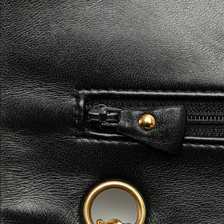 Medium Classic Lambskin Double Flap Black - Gaby Paris