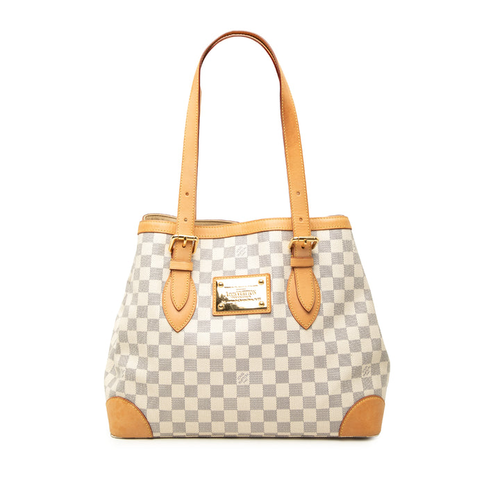 Louis Vuitton Cabas Hampstead Damier Azur MM Blanc – vue principale – GABY PARIS