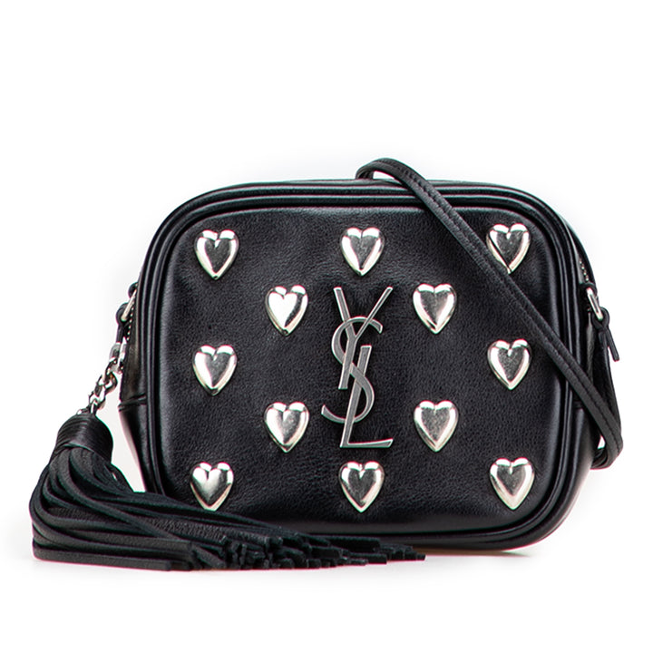 Saint Laurent Studded Cuir de veau Monogram Heart Blogger Sac porté croisé Noir – GABY PARIS Authentique