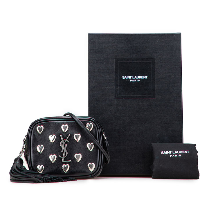 Saint Laurent Studded Cuir de veau Monogram Heart Blogger Sac porté croisé Noir – GABY PARIS Authentique