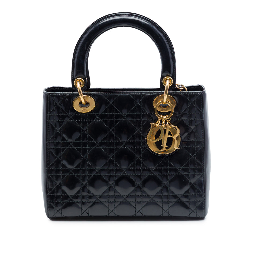 Dior Medium Cuir verni Cannage Lady Dior