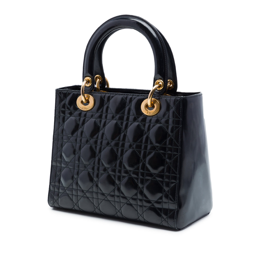 Dior Medium Cuir verni Cannage Lady Dior