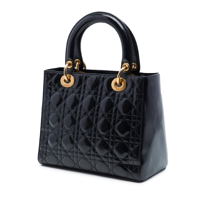 Dior Medium Cuir verni Cannage Lady Dior