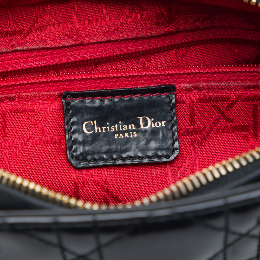 Dior Medium Cuir verni Cannage Lady Dior