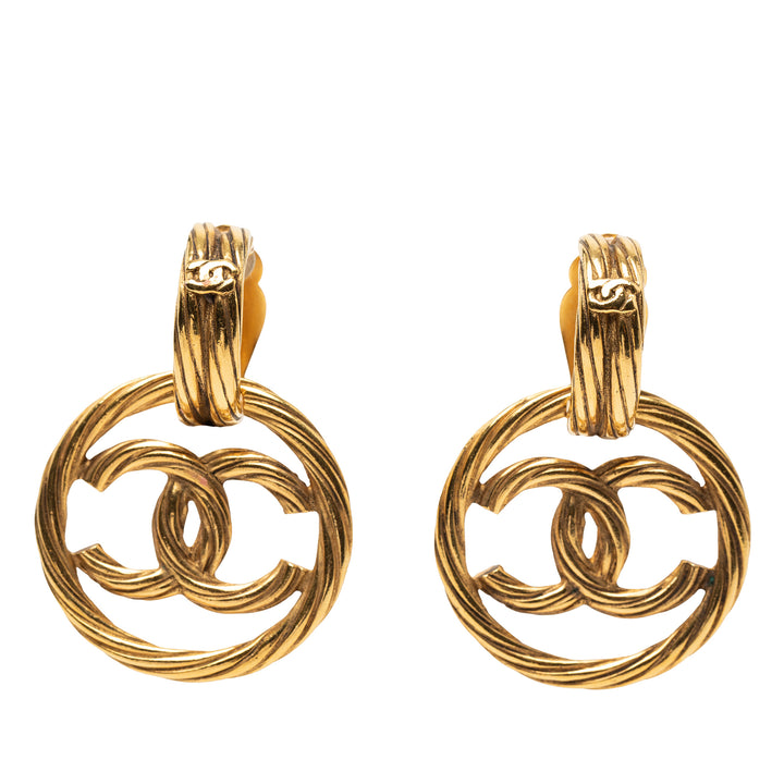 Chanel CC plaqué Swing Clip On Boucles d’oreilles