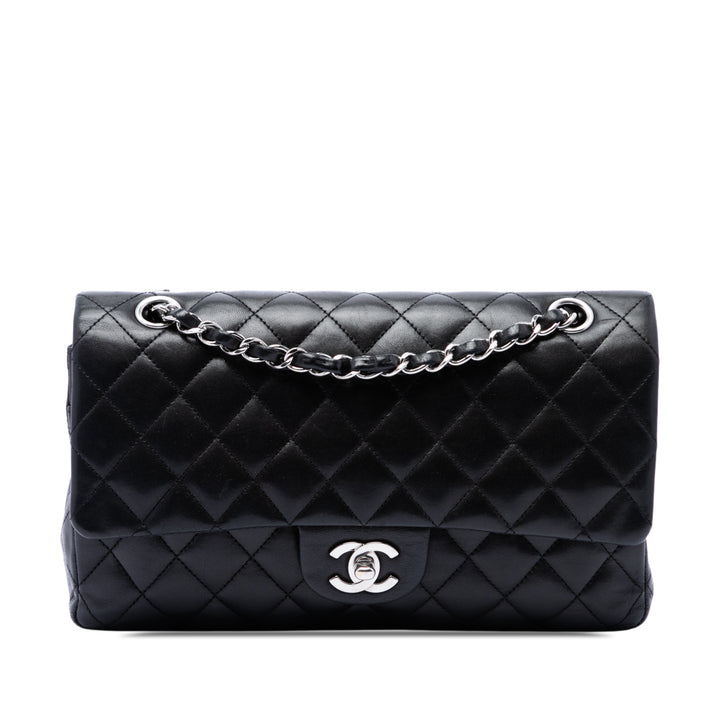 Classic Double rabat Moyen Cuir d'agneau Noir