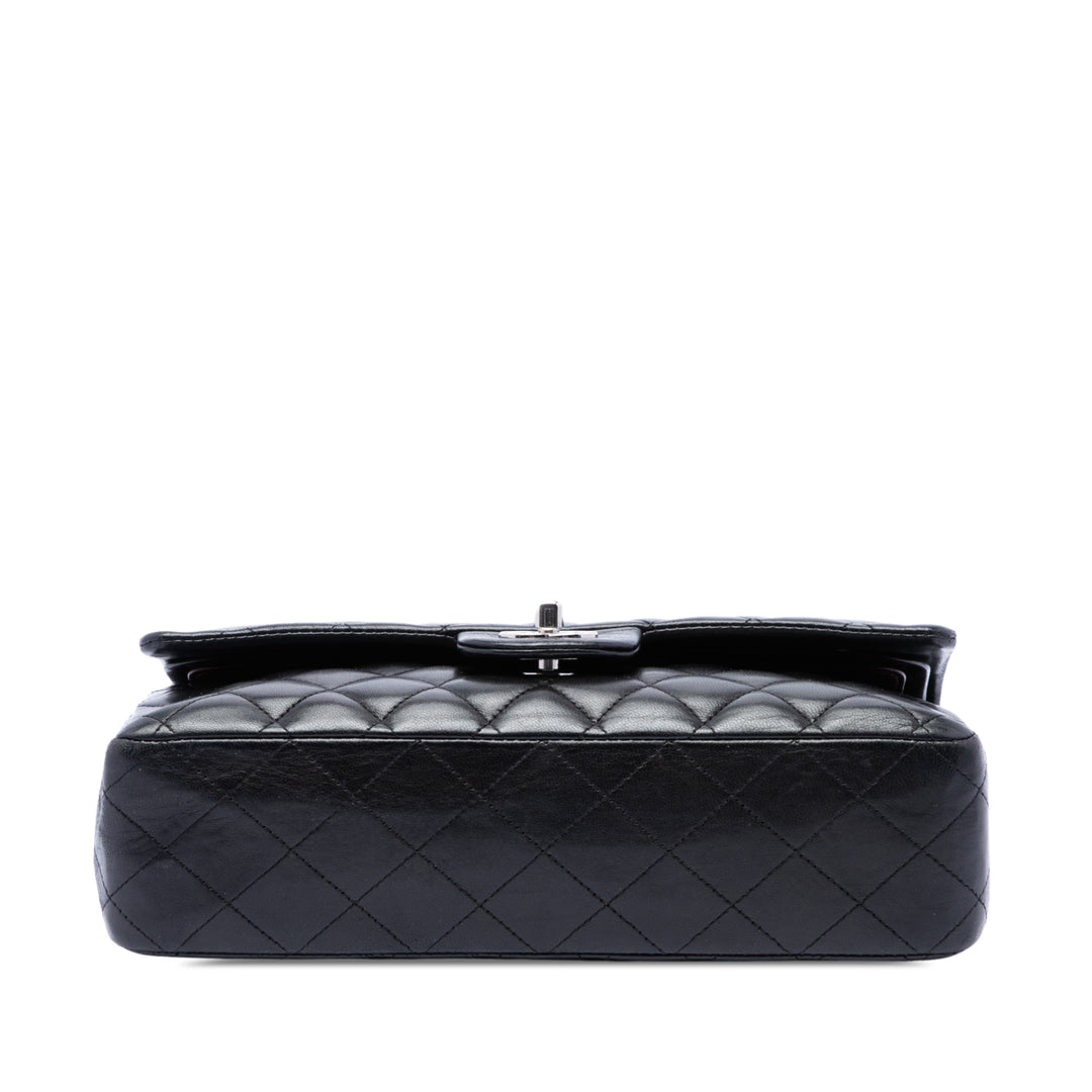 Classic Double rabat Moyen Cuir d'agneau Noir