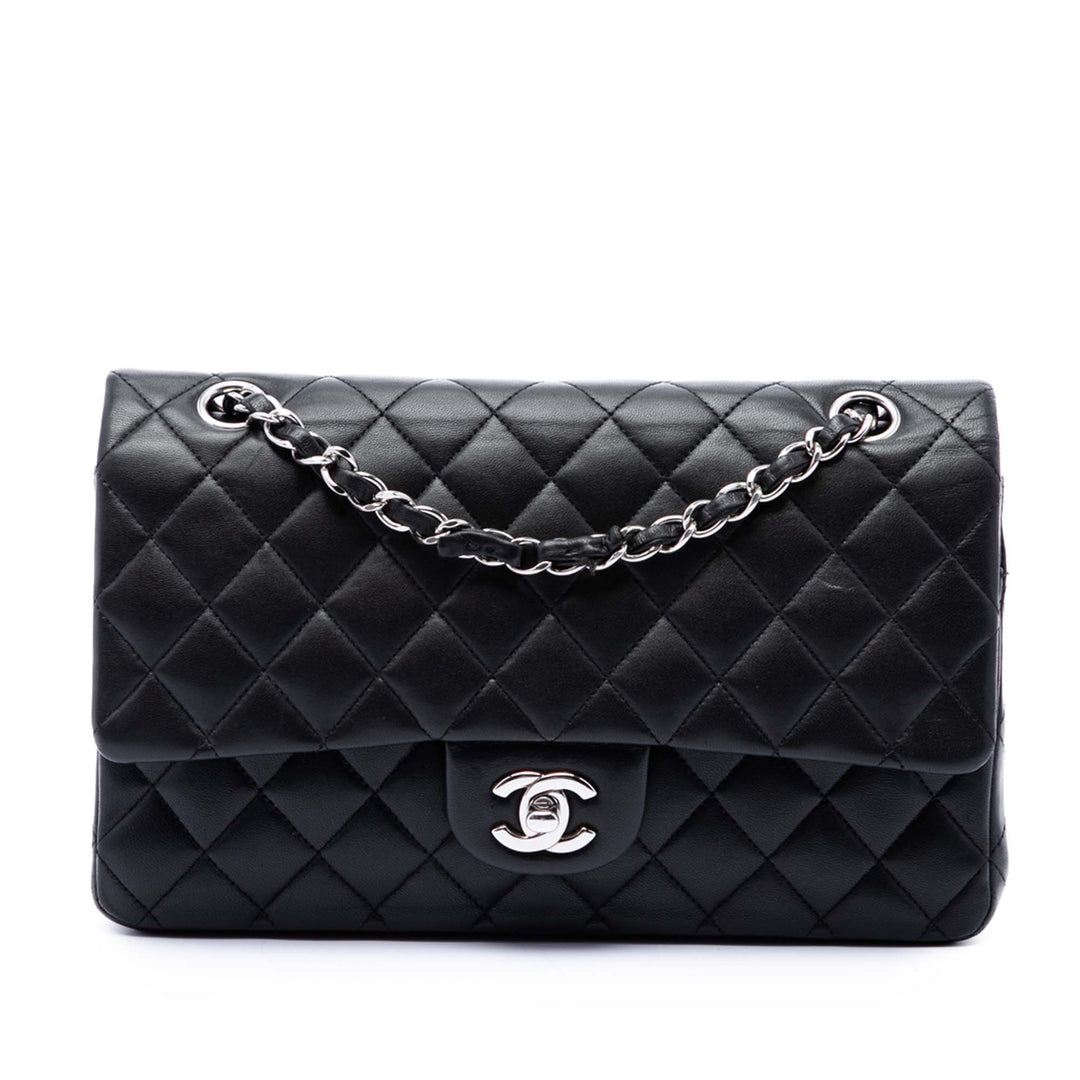 Classic Double rabat Moyen Cuir d'agneau Noir