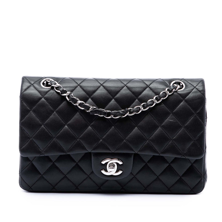Classic Double rabat Moyen Cuir d'agneau Noir