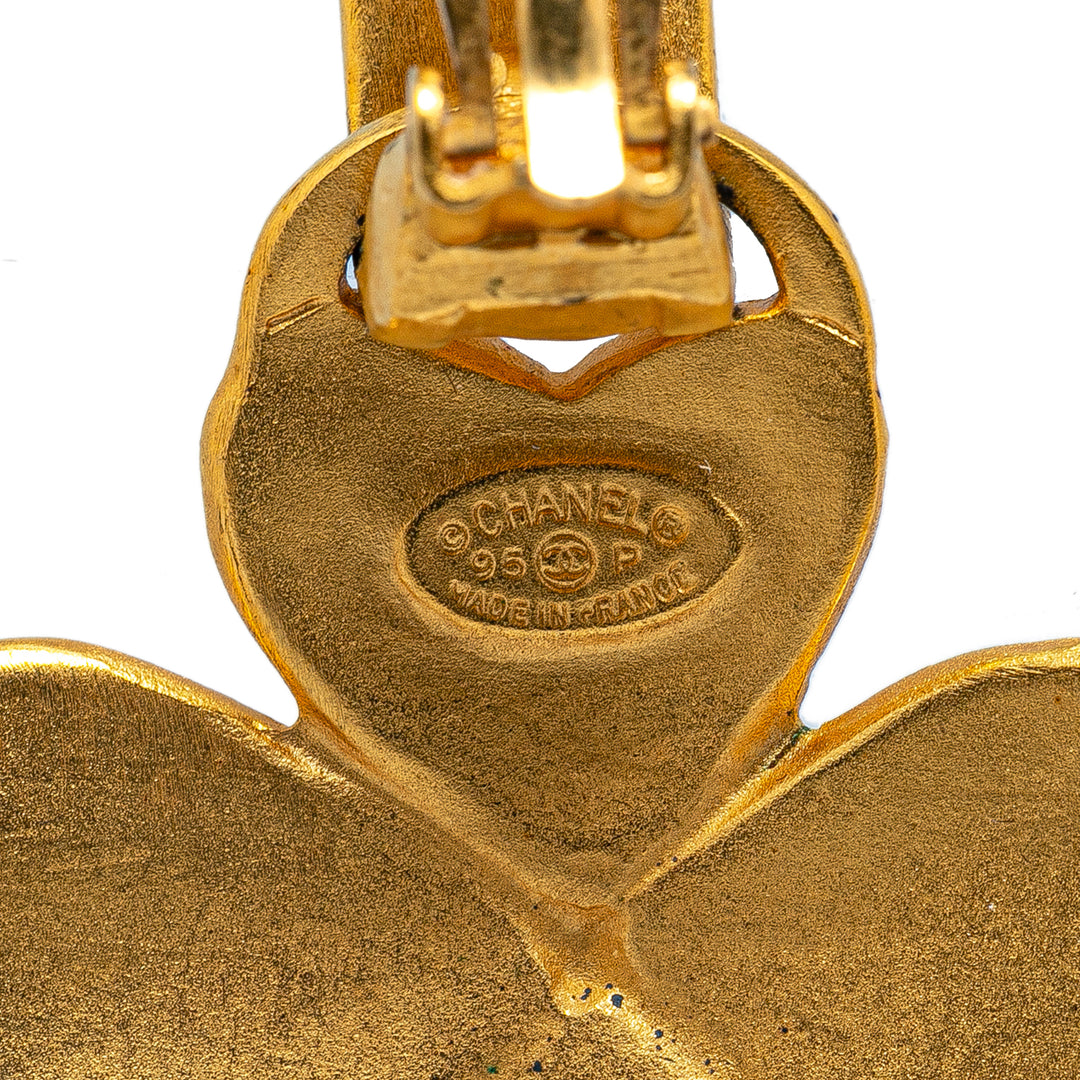 Gold Plated CC Clover Clip On Earrings Gold - Gaby Paris