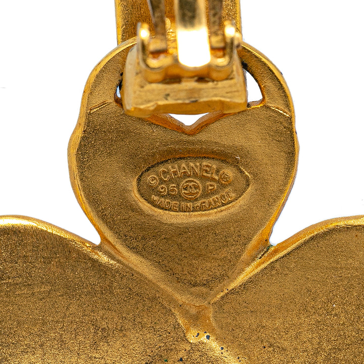Gold Plated CC Clover Clip On Earrings Gold - Gaby Paris