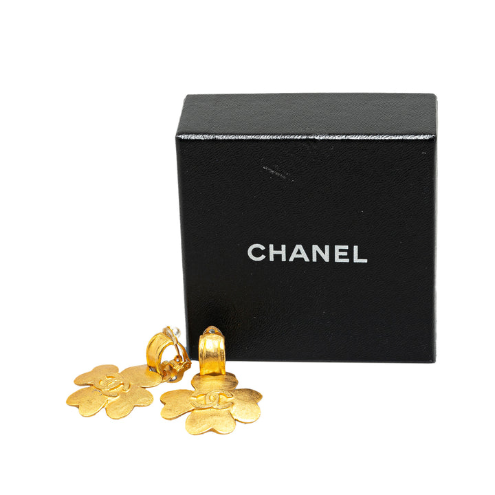 Gold Plated CC Clover Clip On Earrings Gold - Gaby Paris