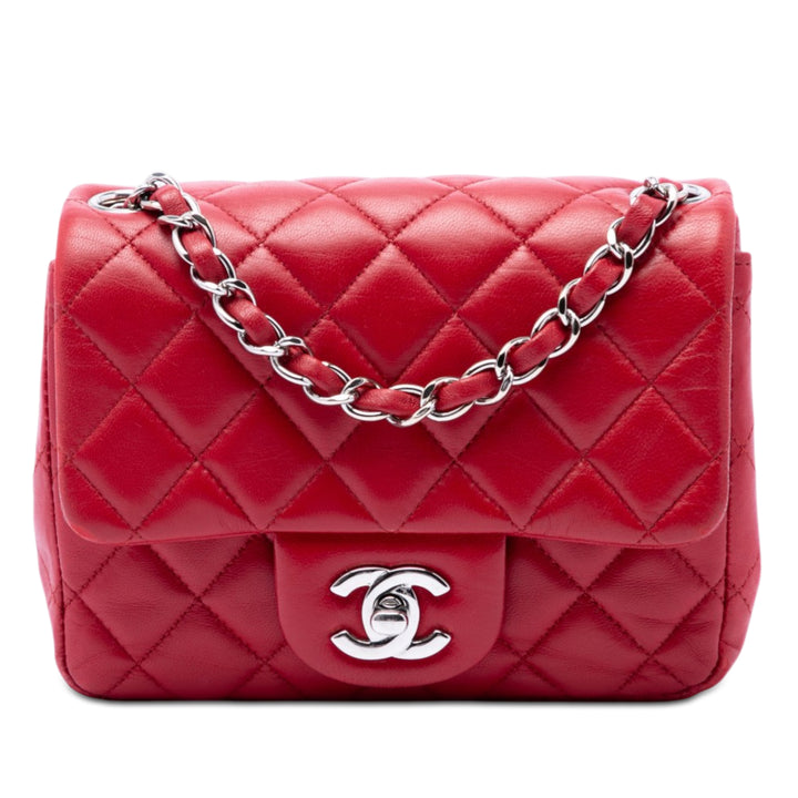 Chanel Mini Square Classic Cuir d’agneau Simple rabat