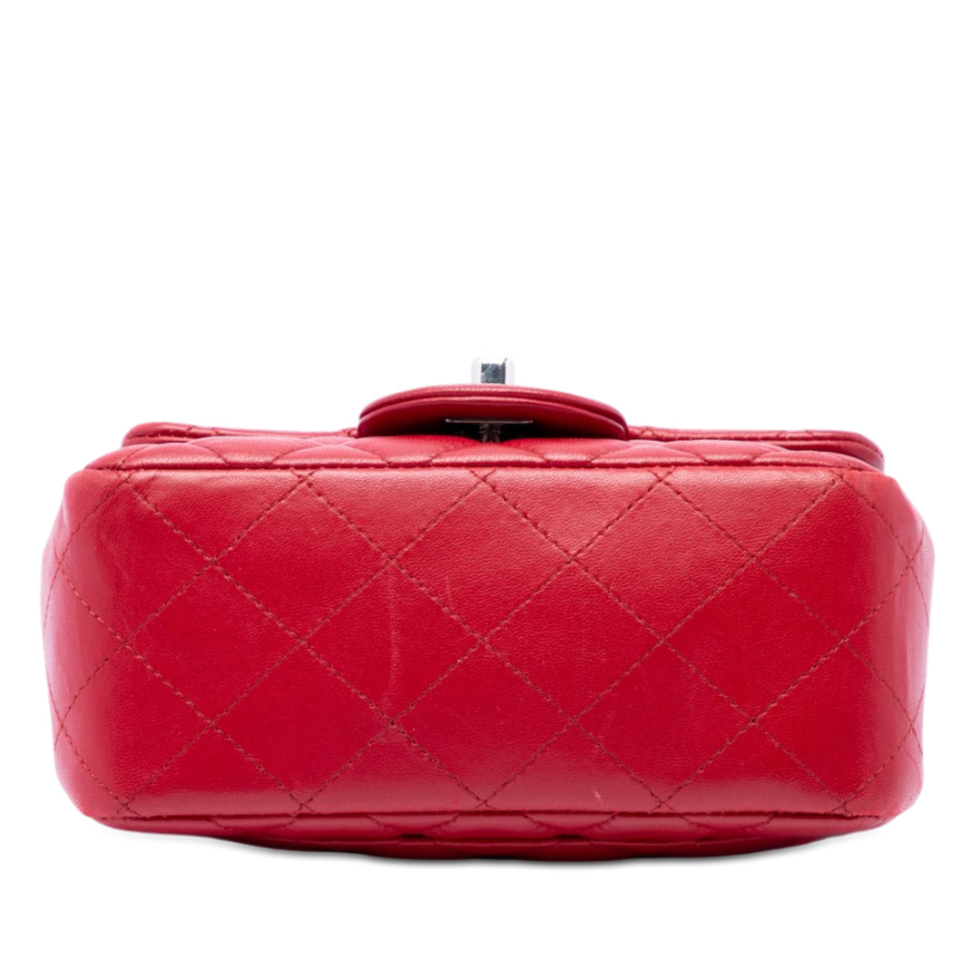 Chanel Mini Square Classic Cuir d’agneau Simple rabat