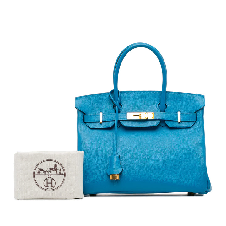 Epsom Birkin Retourne 30 Blue - Gaby Paris