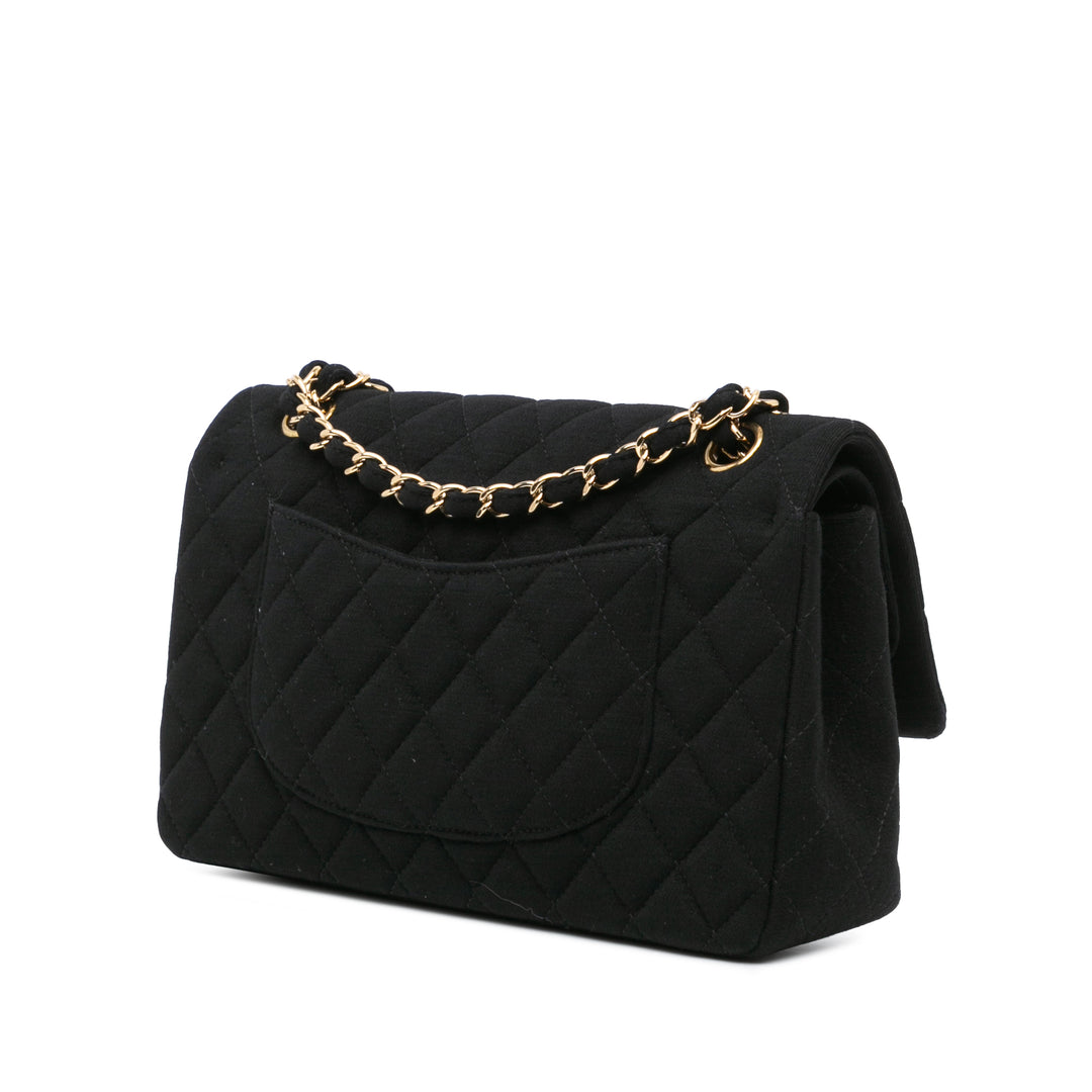 Medium Classic Jersey Double Flap Black - Gaby Paris