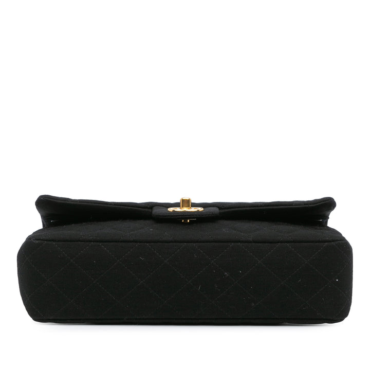 Medium Classic Jersey Double Flap Black - Gaby Paris