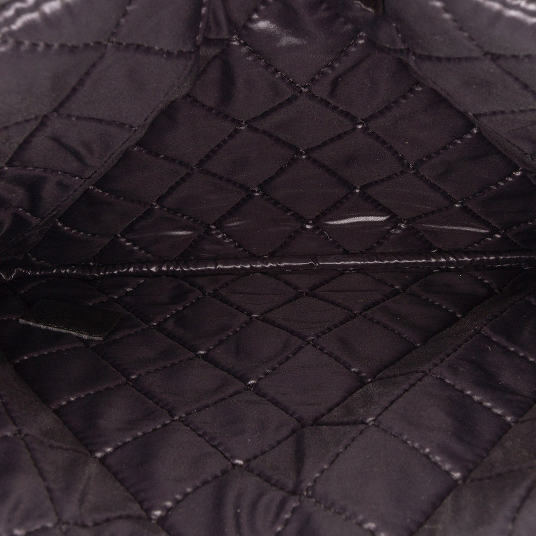 Medium Quilted Patent O Case Clutch Black - Gaby Paris