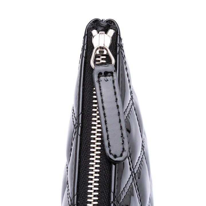 Medium Quilted Patent O Case Clutch Black - Gaby Paris