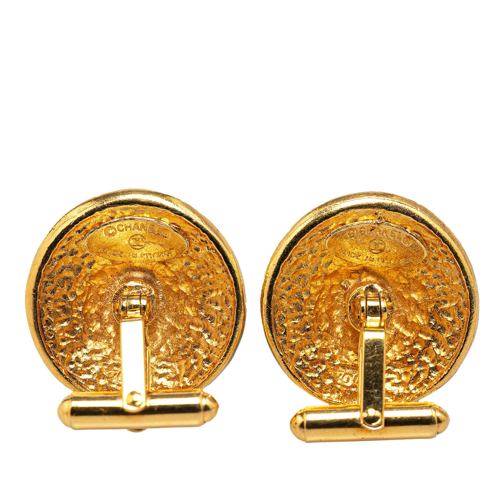 Gold Plated Round Logo Cufflinks Gold - Gaby Paris