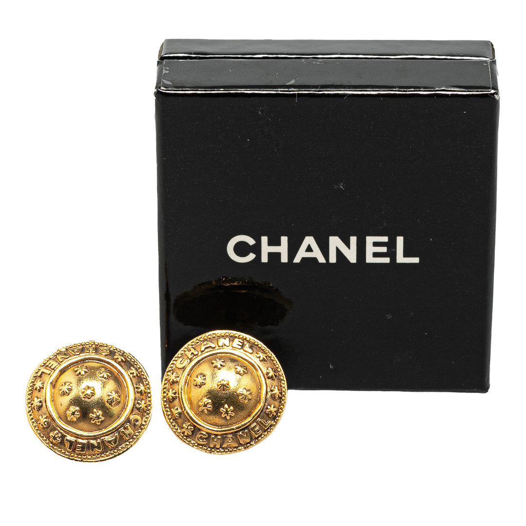 Gold Plated Round Logo Cufflinks Gold - Gaby Paris